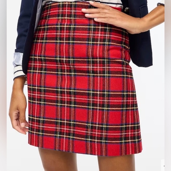 J.CREW Tartan Cotton Sateen Pencil Skirt Red Plaid Straight Green Yellow Plus - Picture 10 of 15